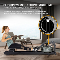 Гребной тренажер FIRST DEGREE FITNESS Fluid Rower Apollo Plus Black 