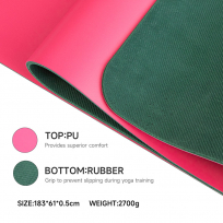 Коврик для йоги BLOOM LB7033/RD розовый-зеленый