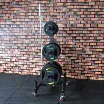 Стойка для олимпийских дисков и грифов мобильная OKPRO